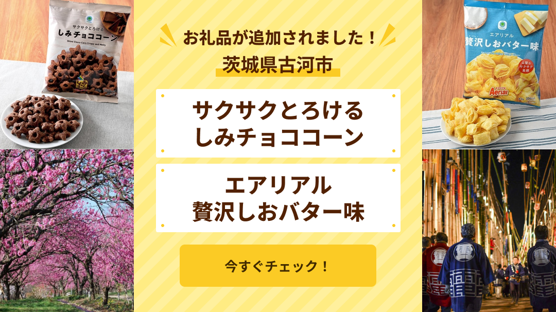 古河市（サクサクとろけるしみチョココーン／エアリアル贅沢しおバター味）