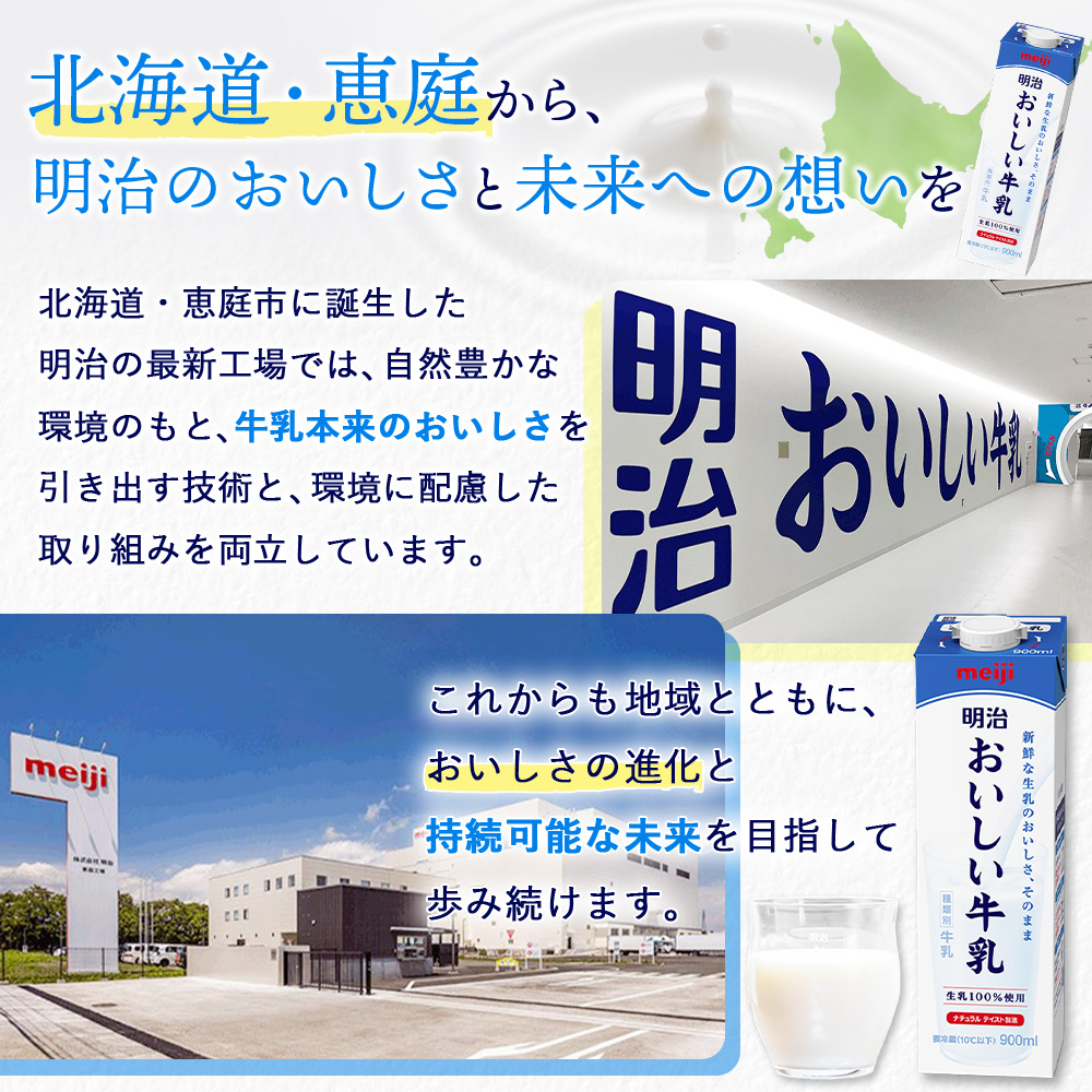 《配送地域限定》【定期便2回】明治おいしい牛乳 900ml【4本】【73004001】