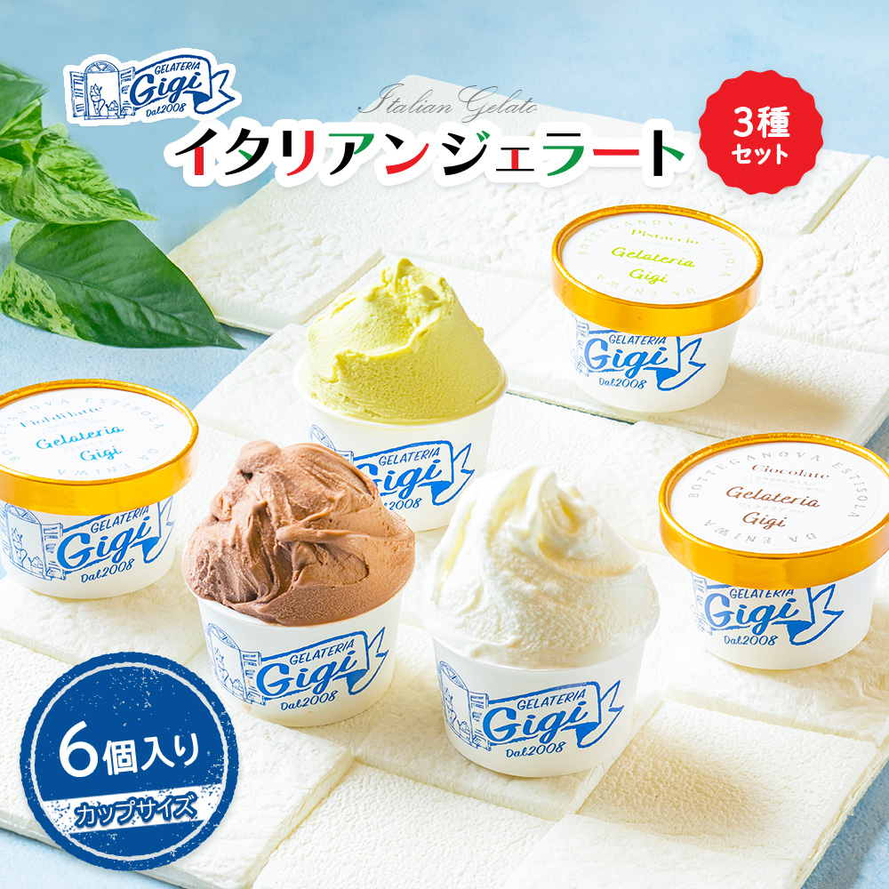 ジェラテリアGigiのイタリアンジェラート３種【カップサイズ6個】【43003302】