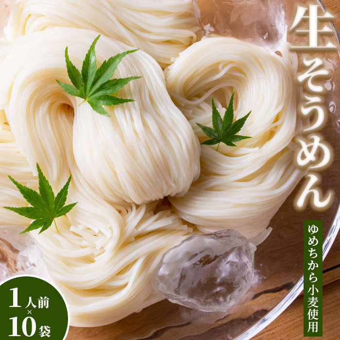 【ゆめちから小麦使用】生そうめん（1人前×10袋）【29000502】