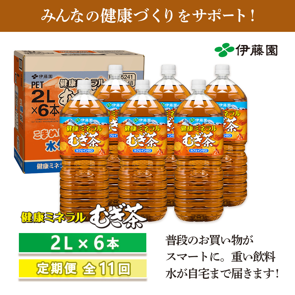 『定期便：全11回』健康ミネラルむぎ茶2L×6本【50001401】
