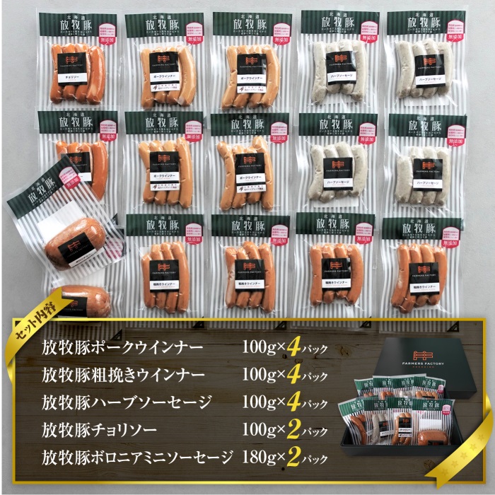 北海道産放牧豚 無添加ウインナーセットｘ2セット【12000302】
