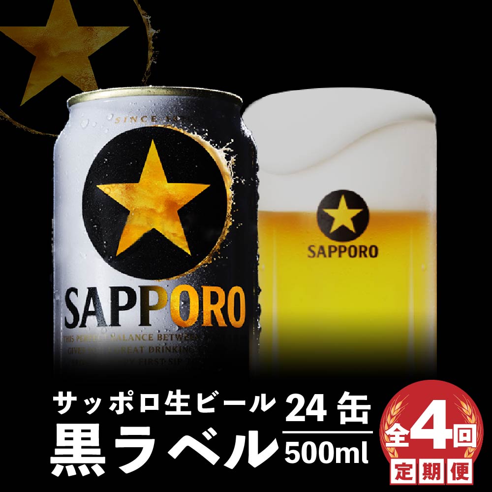 『定期便：全4回』黒ラベル500ml×24本【300050313904】