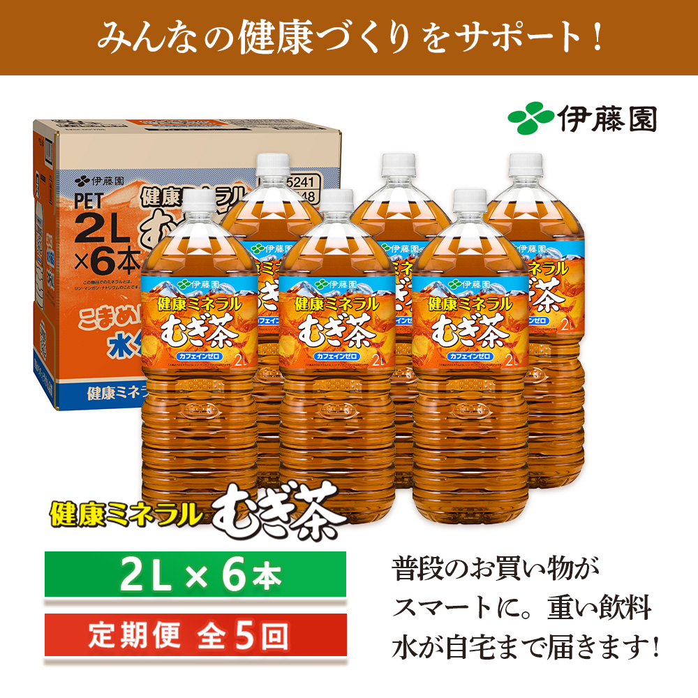 『定期便：全5回』健康ミネラルむぎ茶2L×6本【50001001】
