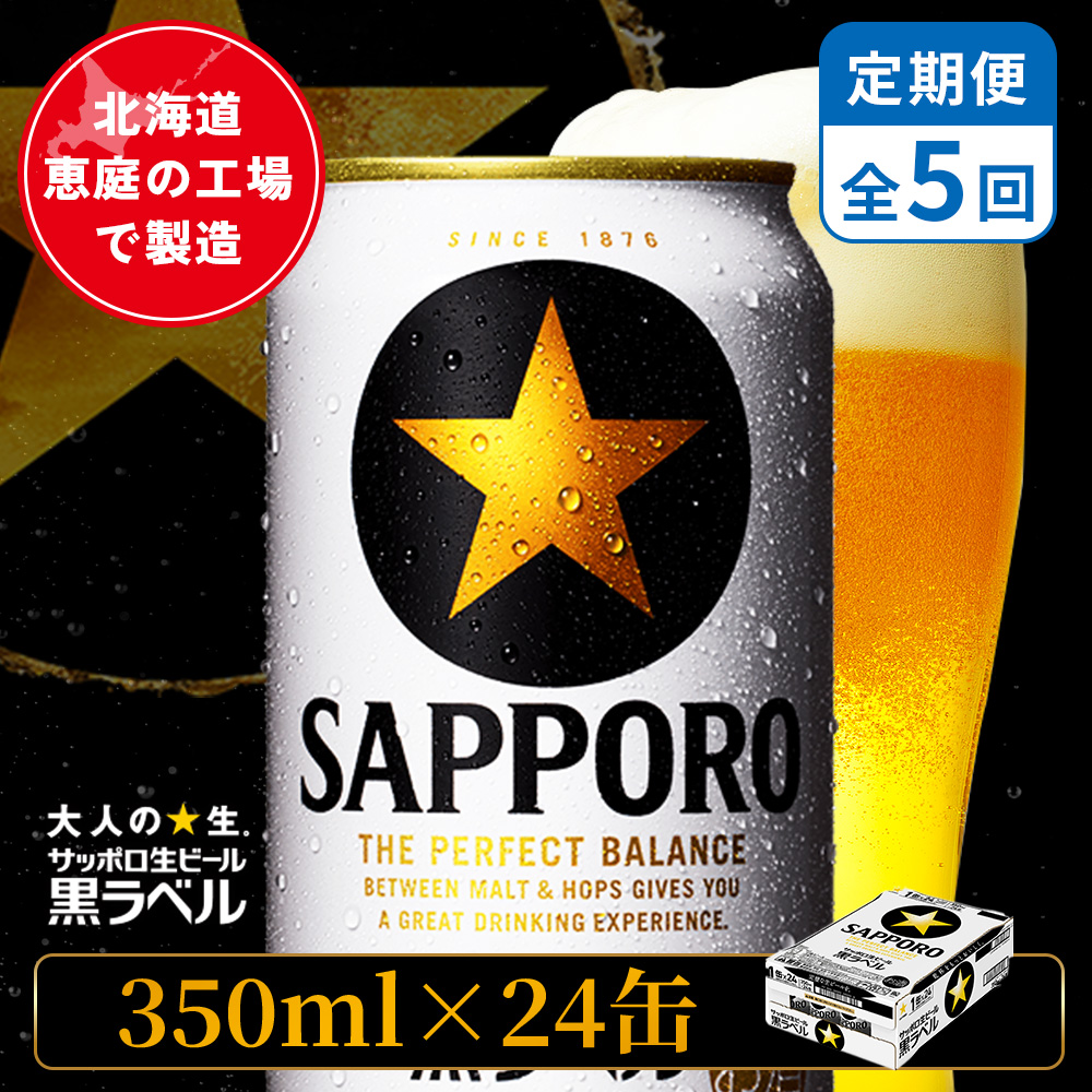 【定期便：全5回】サッポロ黒ラベル 350ml×24本【880040011905】