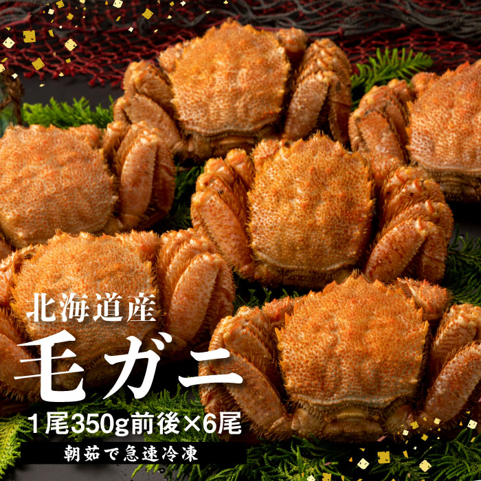 【北海道産】『冷凍』毛ガニ350g前後×6杯【急速冷凍】【52001701】