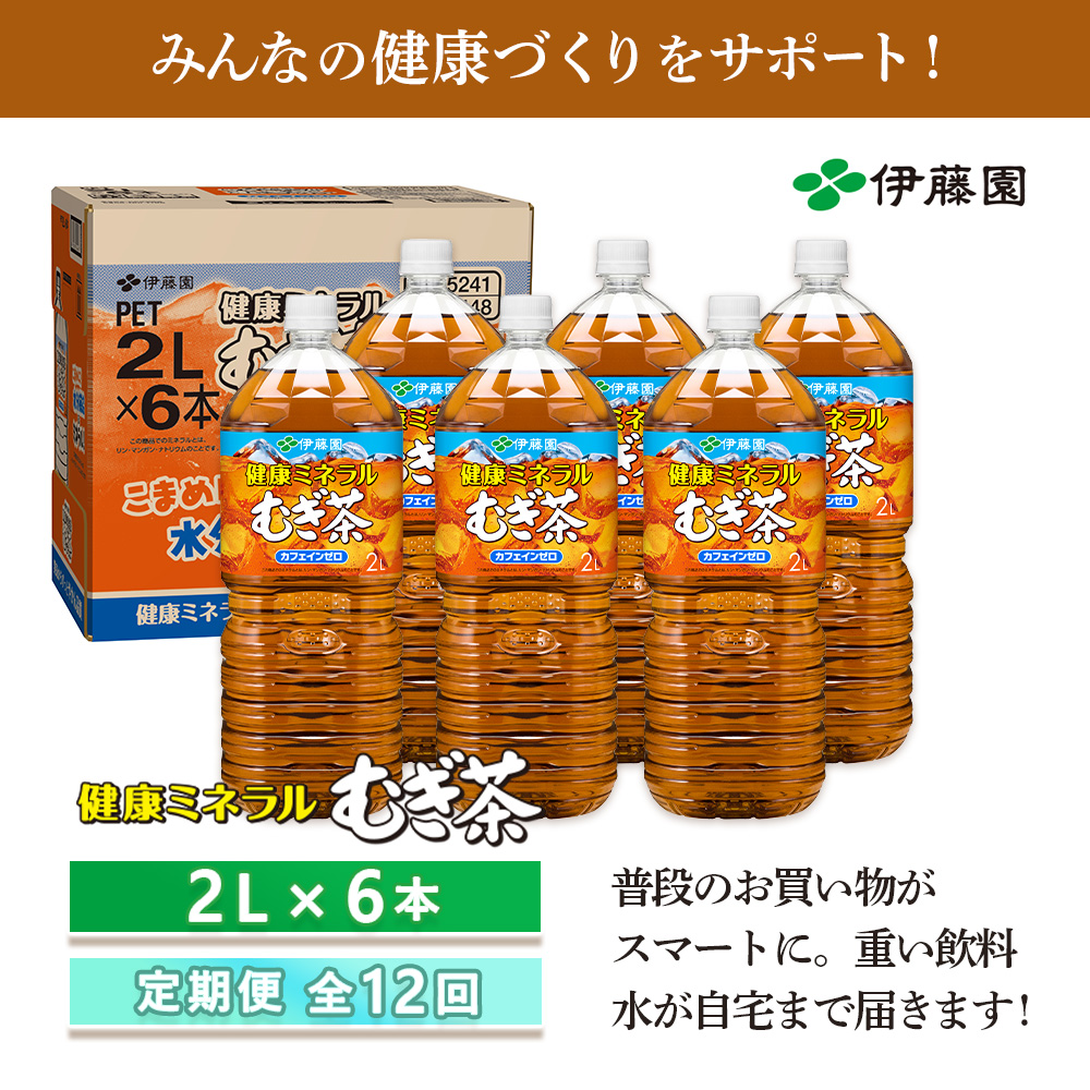 『定期便：全12回』健康ミネラルむぎ茶2L×6本【50001501】