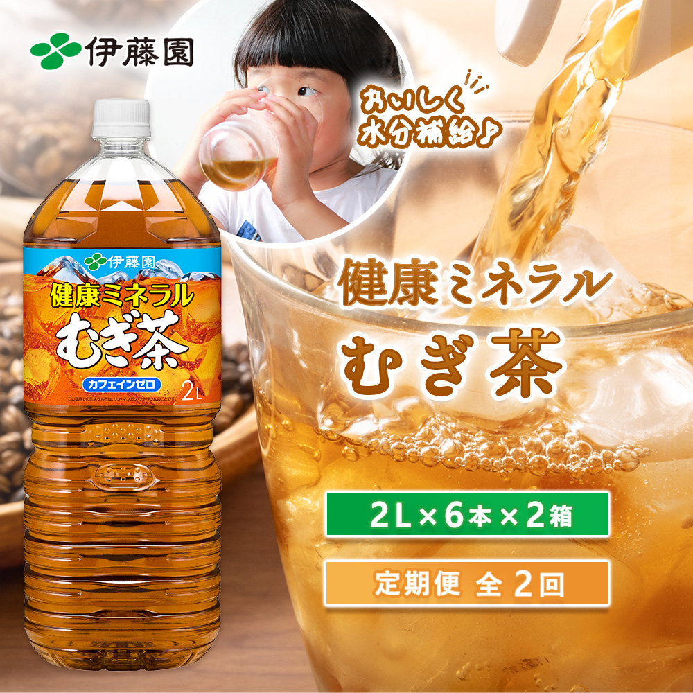 『定期便：全2回』健康ミネラルむぎ茶2L×6本×2箱【50001601】