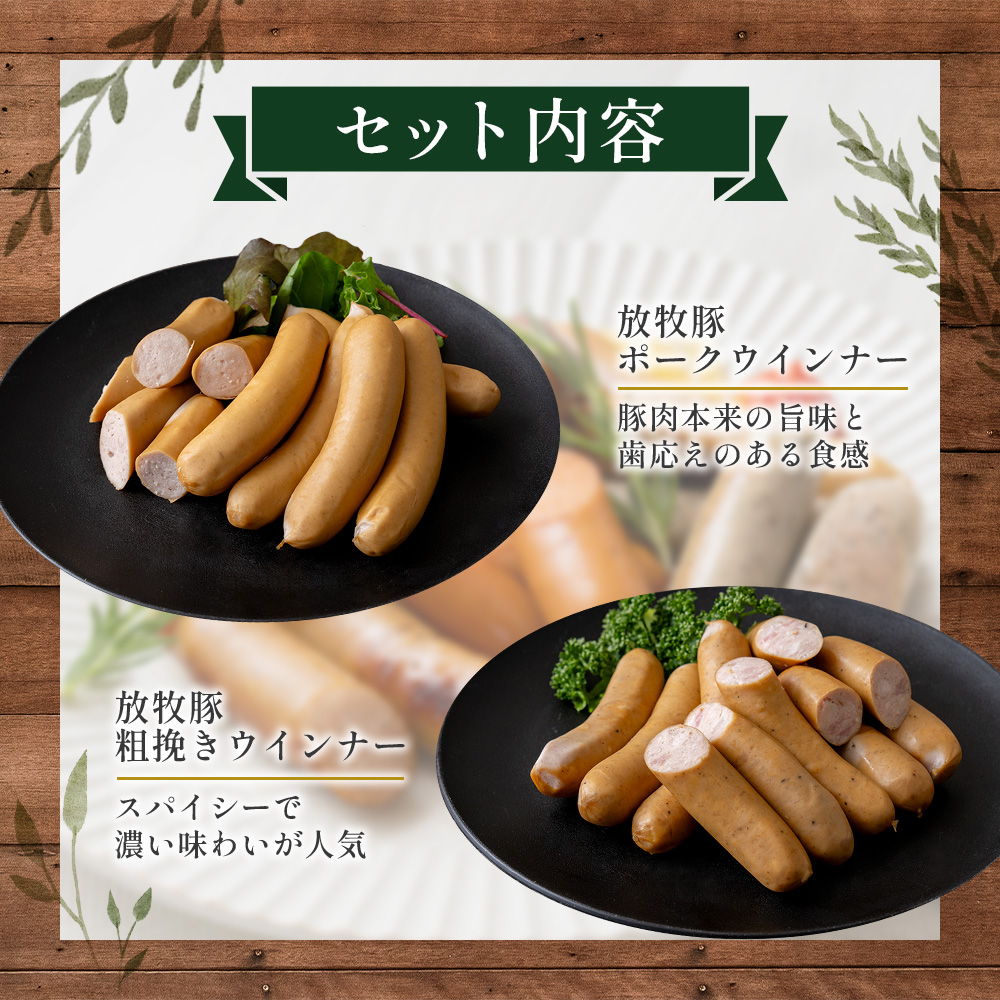 【定期便：2回】【ご自宅用】北海道産放牧豚 無添加ウインナーセット【12002601】