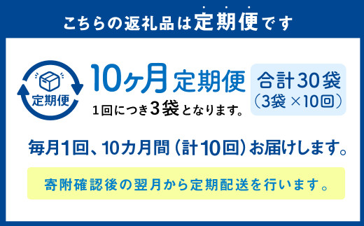 【1ヶ月毎10回定期便】 カムカムおこめチップス（しお） チャック付袋タイプ 計30個  （3個×10回） お菓子 菓子 スナック菓子
