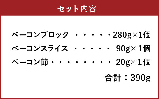 【簡易包装】薪･炭火仕上げベーコン･ベーコン節セット〈BS-1〉 合計：390g ベーコン節 ベーコン ブロック スライス ハム 熟成 スモーク パスタ リゾット サラダ 煮込み料理 チャーハン 【2026年6月下旬より順次発送開始】
