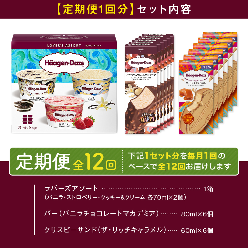 ＜全12回定期便・連続＞ハーゲンダッツ『3種の贅沢ギフトセット(合計216個)』アイスクリーム アイス スイーツ デザート_H0016-144