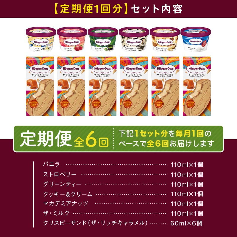 ＜全6回定期便・連続＞ハーゲンダッツ『ミニカップ＆クリスピーサンド ザ・リッチキャラメル(合計72個)』アイスクリーム アイス スイーツ デザート_H0016-138