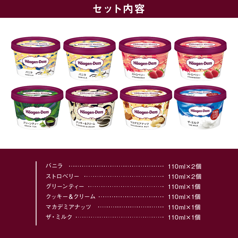 ハーゲンダッツ『定番ミニカップ8個セット』アイスクリーム アイス スイーツ デザート_H0016-104