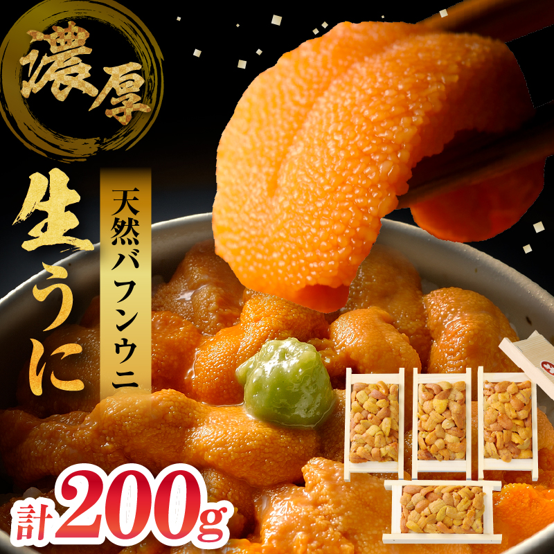 【お試し用】≪氷温熟成≫ 生うに(天然バフンウニ) 計200g うに ウニ 雲丹 バフンウニ 天然うに 天然バフンウニ 生うに 海鮮 海産物 北海道 浜中町 ふるさと納税 人気_H0009-100