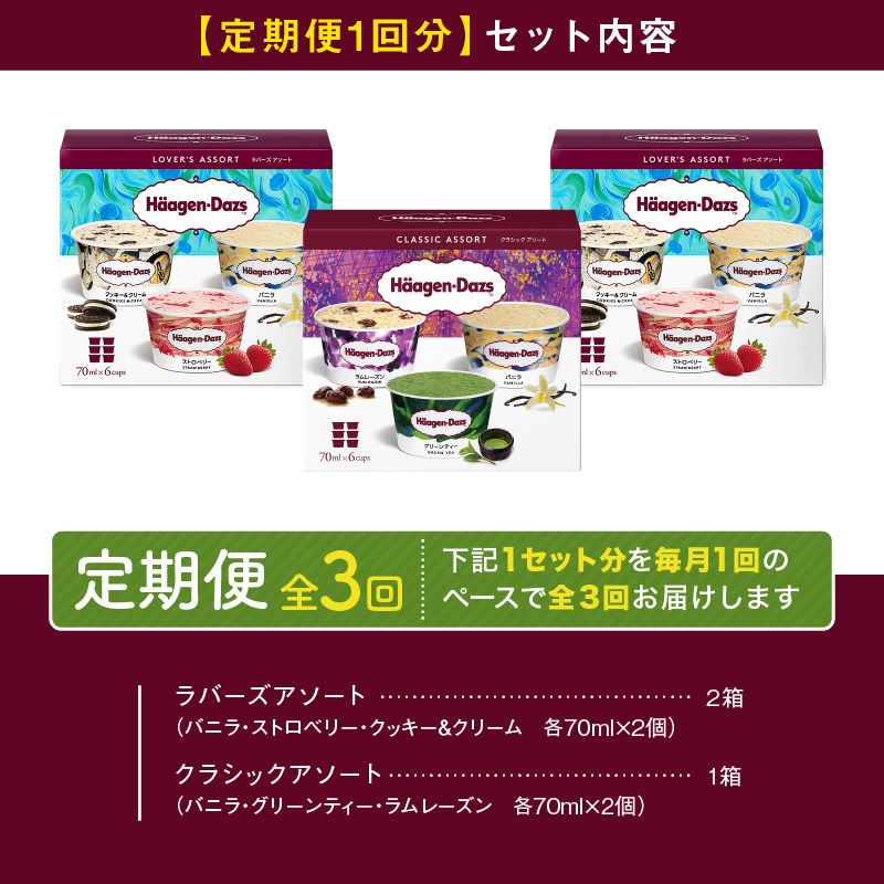 ＜全3回定期便・連続＞ハーゲンダッツ『アソートボックス3箱セット(合計9箱)』アイスクリーム アイス スイーツ デザート_H0016-147