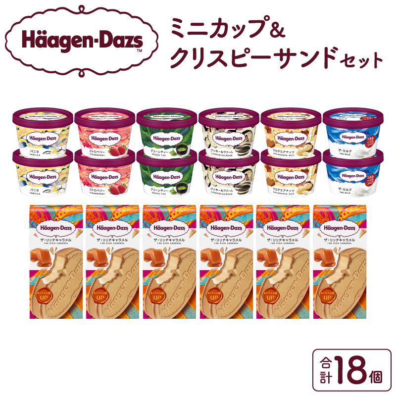 ハーゲンダッツ『ミニカップ(12個)＆クリスピーサンド ザ・リッチキャラメル(6個)セット』アイスクリーム アイス スイーツ デザート_H0016-126