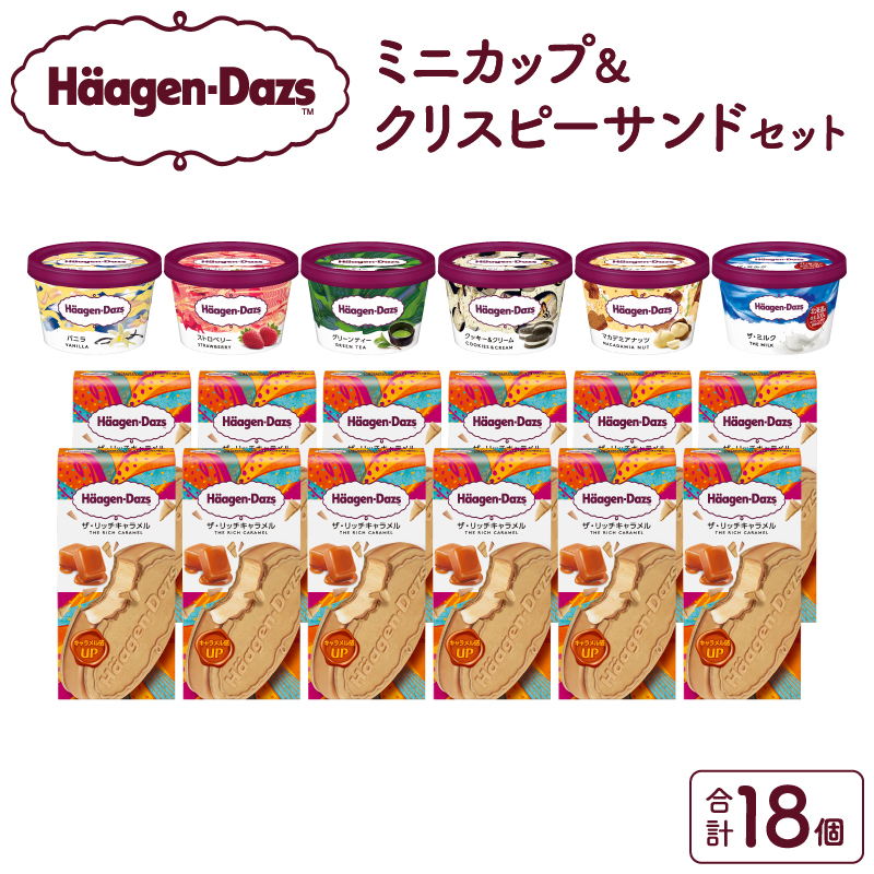 ハーゲンダッツ『ミニカップ(6個)＆クリスピーサンド ザ・リッチキャラメル(12個)』アイスクリーム アイス スイーツ デザート_H0016-125