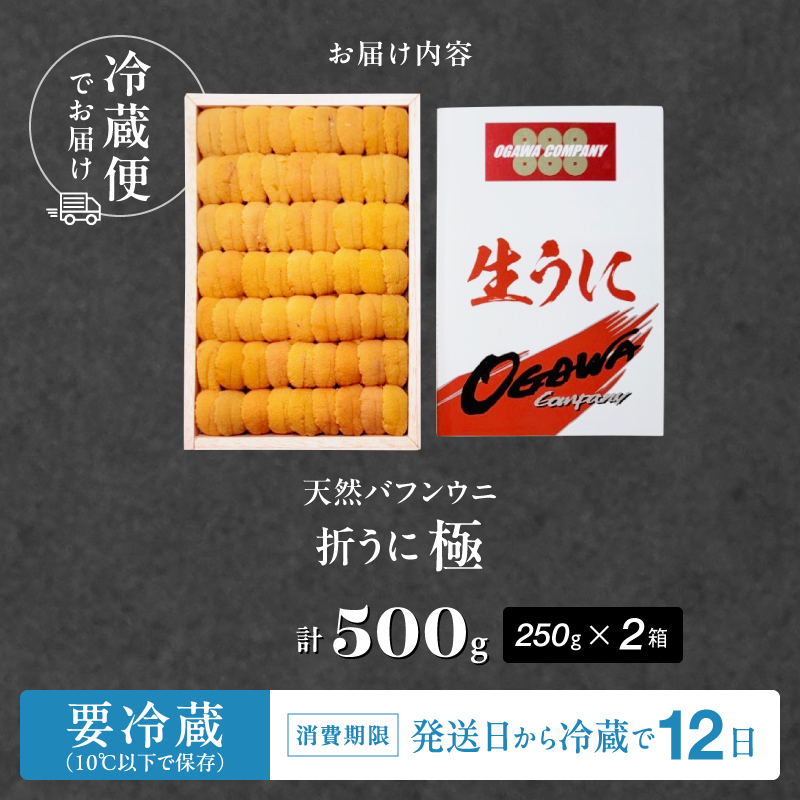 ≪プロ厳選≫最高級折うに(極)計500g うに ウニ 雲丹 折うに 海鮮 海産物 北海道 浜中町 ふるさと納税 人気_H0014-101