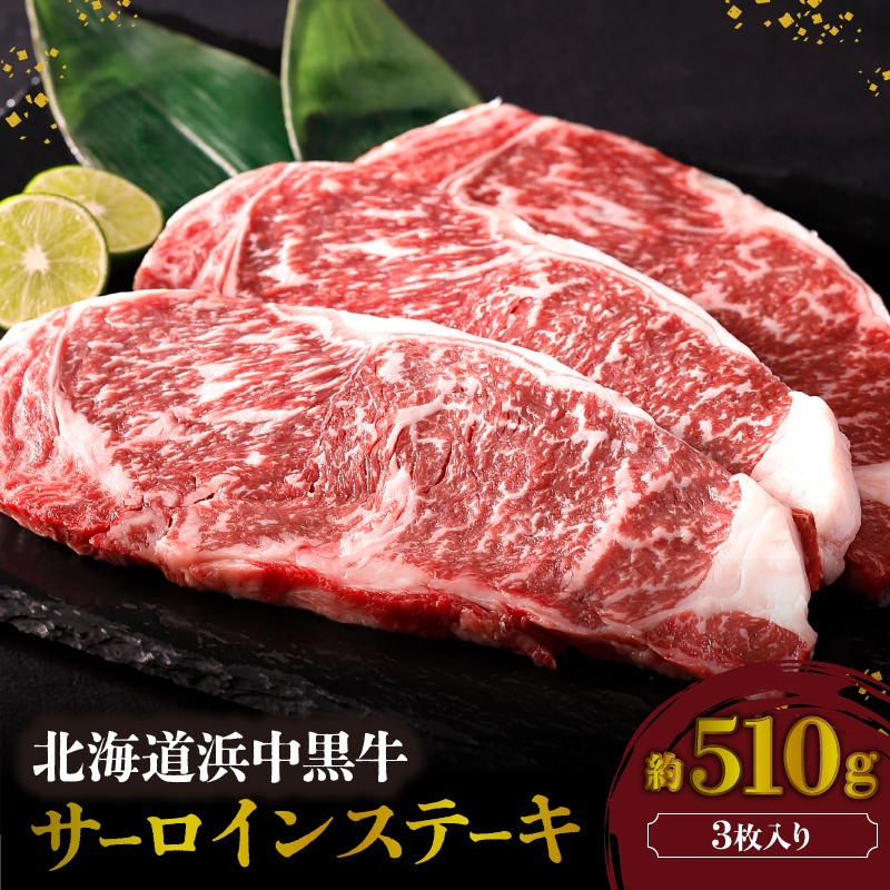 北海道浜中黒牛サーロインステーキ3枚(約510g) 牛肉 肉 黒牛 牛 浜中黒牛 サーロイン ステーキ 赤身 国産 北海道 浜中町 ふるさと納税_H0019-105