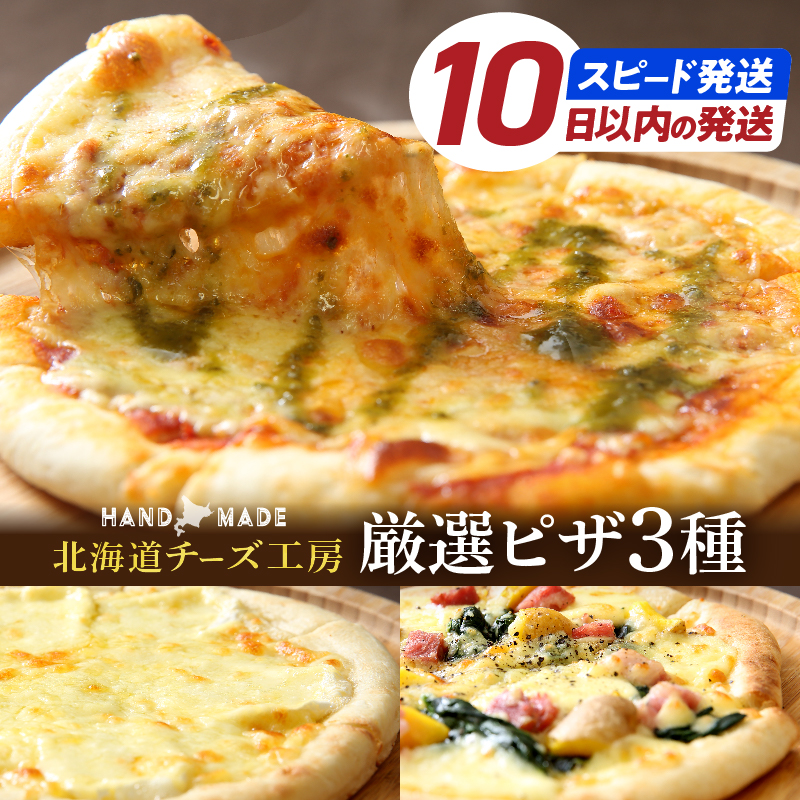 10日以内発送!!【おおともチーズ工房】北海道物産展で大人気!!厳選ピザ3種詰め合わせ ピザ ぴざ ちーず チーズ トマト 3枚 乳製品 牛乳 牛 乳 手造り 冷凍 北海道 浜中町 ふるさと納税 人気 _H0003-111