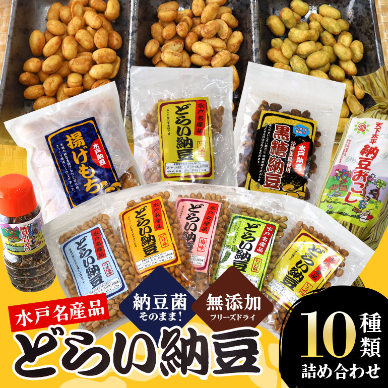 どらい納豆詰合わせセット 10種 詰め合わせ ドライ納豆 乾燥納豆 干し納豆 ダイエット ギフト 納豆ふりかけ 国産 おつまみ おやつ お菓子 おかし スナック タンパク質 たんぱく質 小腹 ドライなっとう 常温 4-A