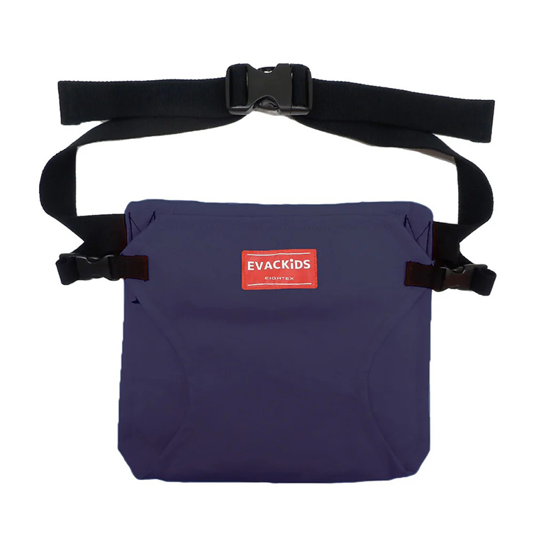 EVACKiDS 非常用チェアベルト（コンパクトタイプ） ネイビー 避難用 緊急 災害用 保育 防災用品 食事 サポート 安全ベルト 収納 ストラップ付 3歳くらい迄 74-BX