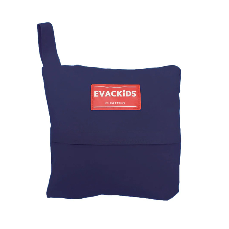 EVACKiDS 非常用チェアベルト（コンパクトタイプ） ネイビー 避難用 緊急 災害用 保育 防災用品 食事 サポート 安全ベルト 収納 ストラップ付 3歳くらい迄 74-BX