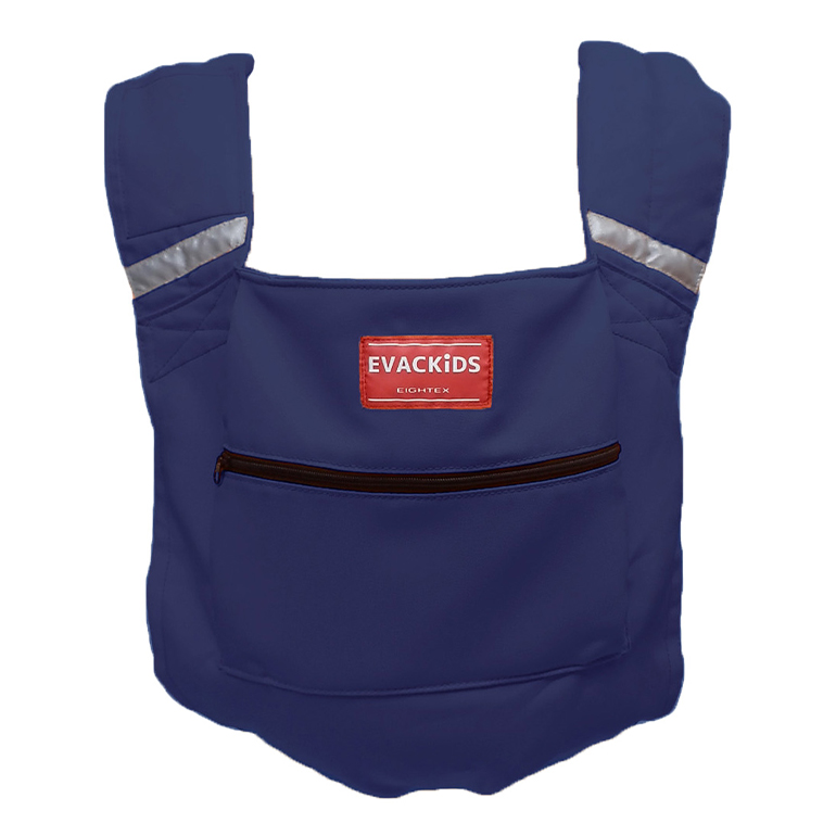 EVACKiDS 避難くん 避難用コンパクトキャリー ネイビー 避難用 緊急 災害用 保育 防災用品 防炎 抱っこ おんぶ 3歳まで リフレクター ホイッスル 74-CH