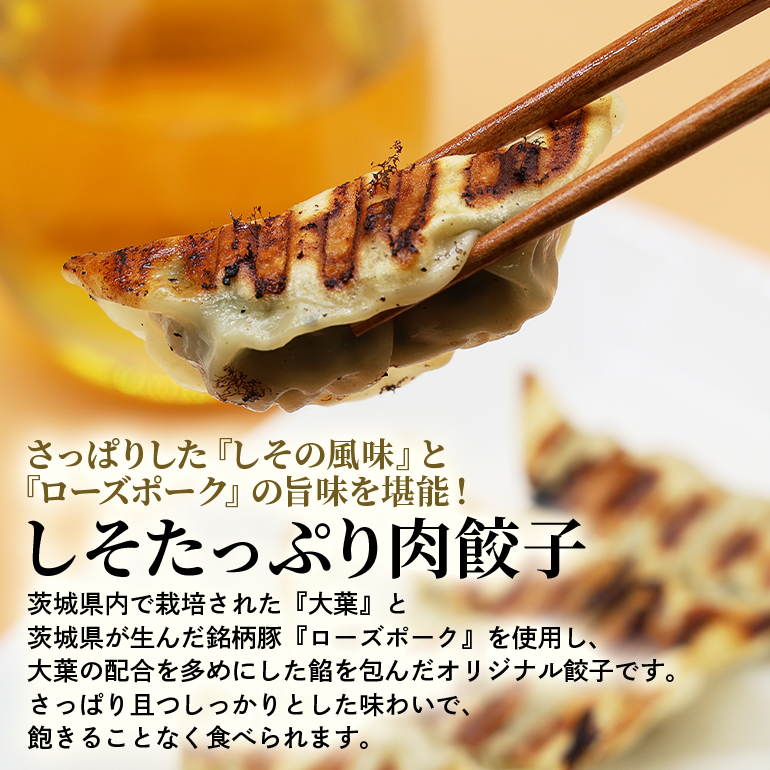 【数量限定】 ニラたっぷり肉餃子・しそたっぷり肉餃子 各1袋 ニラたっぷり肉餃子30個 しそたっぷり肉餃子30個 ぎょうざ ギョウザ 餃子 ニラ にら しそ シソ ローズポーク 豚肉 小美玉産 茨城県産 名産 冷凍 17-AP