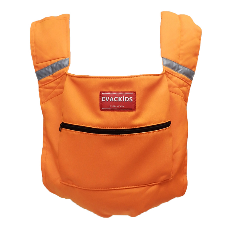 EVACKiDS 避難くん 避難用コンパクトキャリー オレンジ 避難用 緊急 災害用 保育 防災用品 防炎 抱っこ おんぶ 3歳まで リフレクター ホイッスル 74-CI