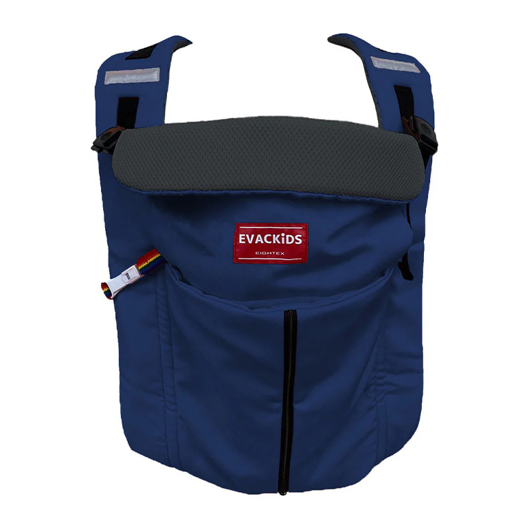 EVACKiDS 避難くん 新生児から使える避難用5WAYキャリー ネイビー 避難用 緊急 災害用 保育 防災用品 防炎 抱っこひも 新生児〜3歳 リフレクター ホイッスル 74-CF