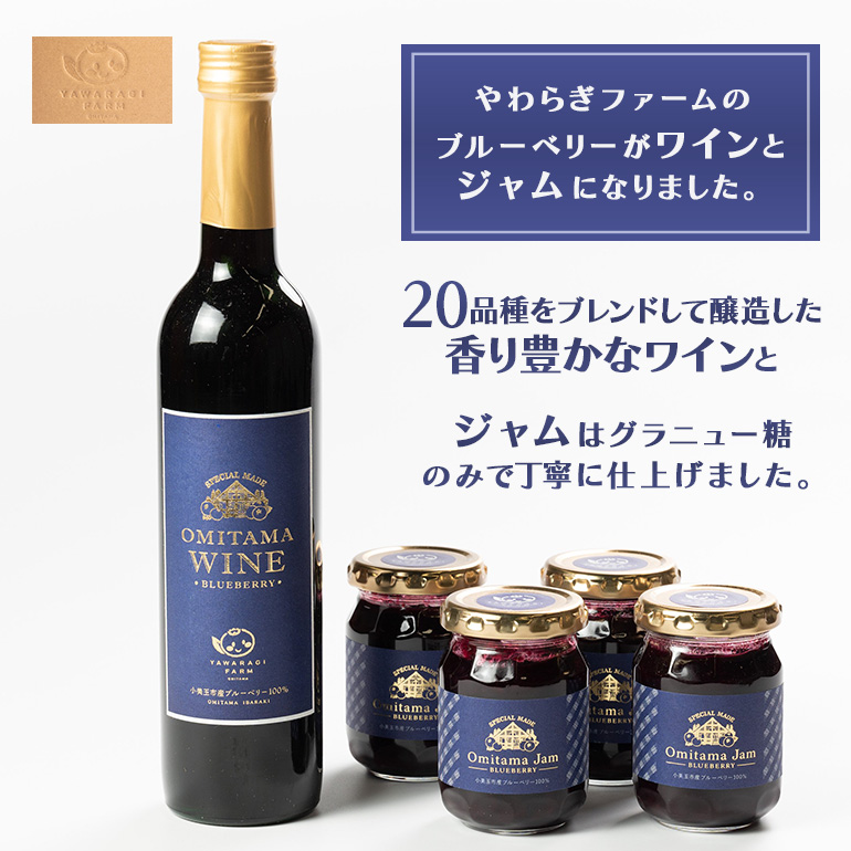 小美玉ブルーベリーワイン1本＆ブルーベリージャム4個セット ブルーベリー ワイン ブルーベリーワイン ジャム ブルーベリージャム フルーツ 果物 ビタミンE アントシアニン 栄養 目にいい 健康 美容 ギフト 贈り物 茨城県産 プレゼント セット お酒 ９−Ｂ