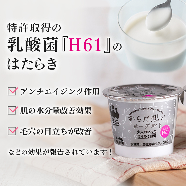 【定期便4回】 H61乳酸菌『からだ想いヨーグルト』20個×4回 ヨーグルト 低糖 低カロリー H61乳酸菌 アンチエイジング 健康 老化抑制 腸内改善 美容 美肌 美肌菌 敏感肌 乾燥肌 敬老の日 御見舞い 自宅待機 食品 お取り寄せ ギフト 詰め合わせ プチギフト 誕生日 内祝い 1-O