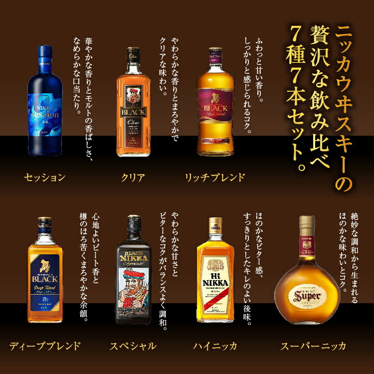 ウイスキー 飲み比べ ニッカ7種7本セット※着日指定不可