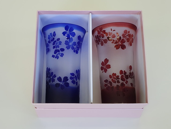 「さくらブランド認定」サンドブラスト【桜 色被せグラス】ペアセット※着日指定不可