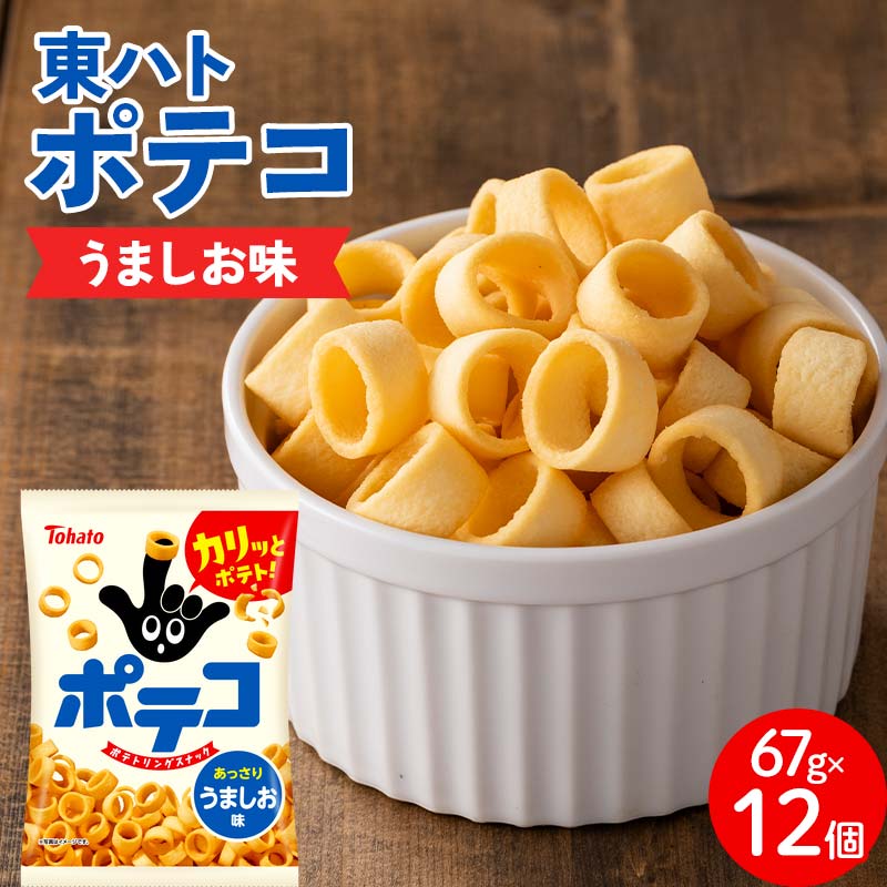 【指にはめて楽しく食べられる】東ハト ポテコ うましお味 67g×12個 スナック菓子 じゃがいも レギュラーサイズ 子供  こども おやつ お菓子   FAA-206