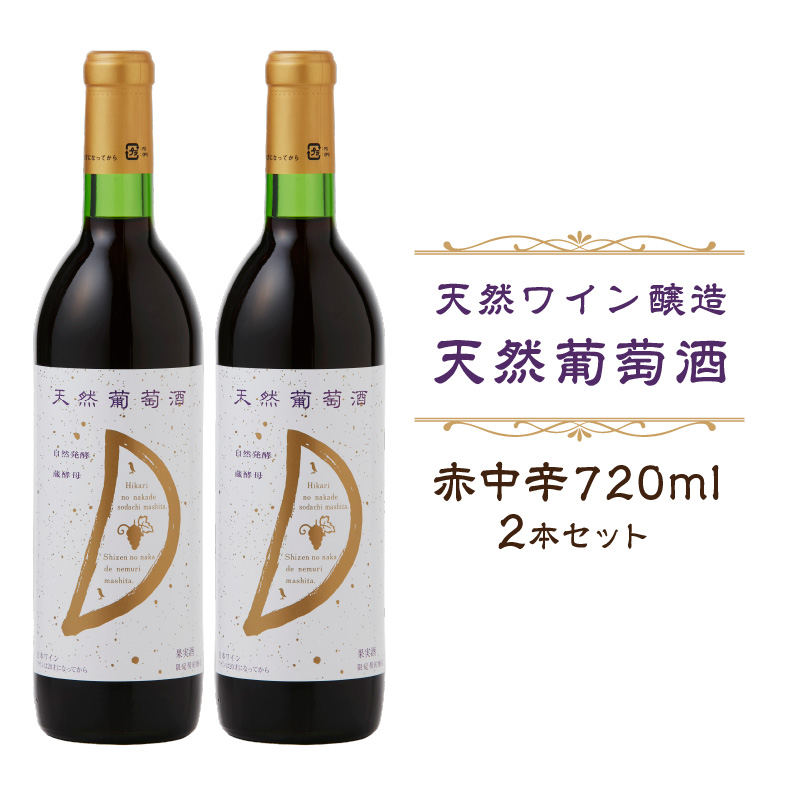 天然ワイン醸造　酸化防止剤無添加　天然葡萄酒　赤中辛 720ml　2本セット  【kw0134-0069】 ワイン 天然葡萄酒 自然発酵 赤ワイン セット ぶどう マスカットベリー