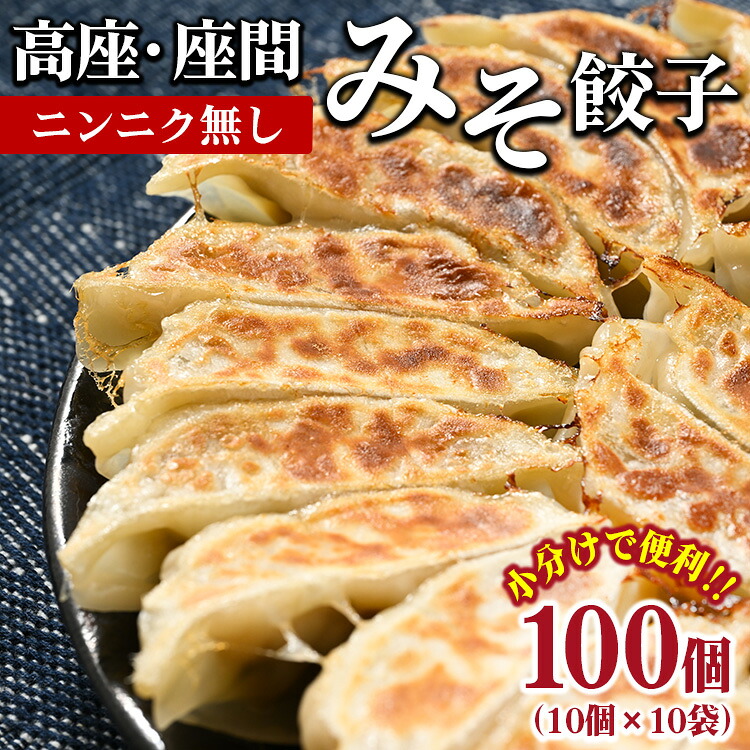 高座・座間みそ餃子（ニンニク無し）100個（10個×10袋）｜ ぎょうざ ギョウザ 味噌 おつまみ おかず 惣菜 簡単調理 中華 グルメ お取り寄せ 冷凍 小分け