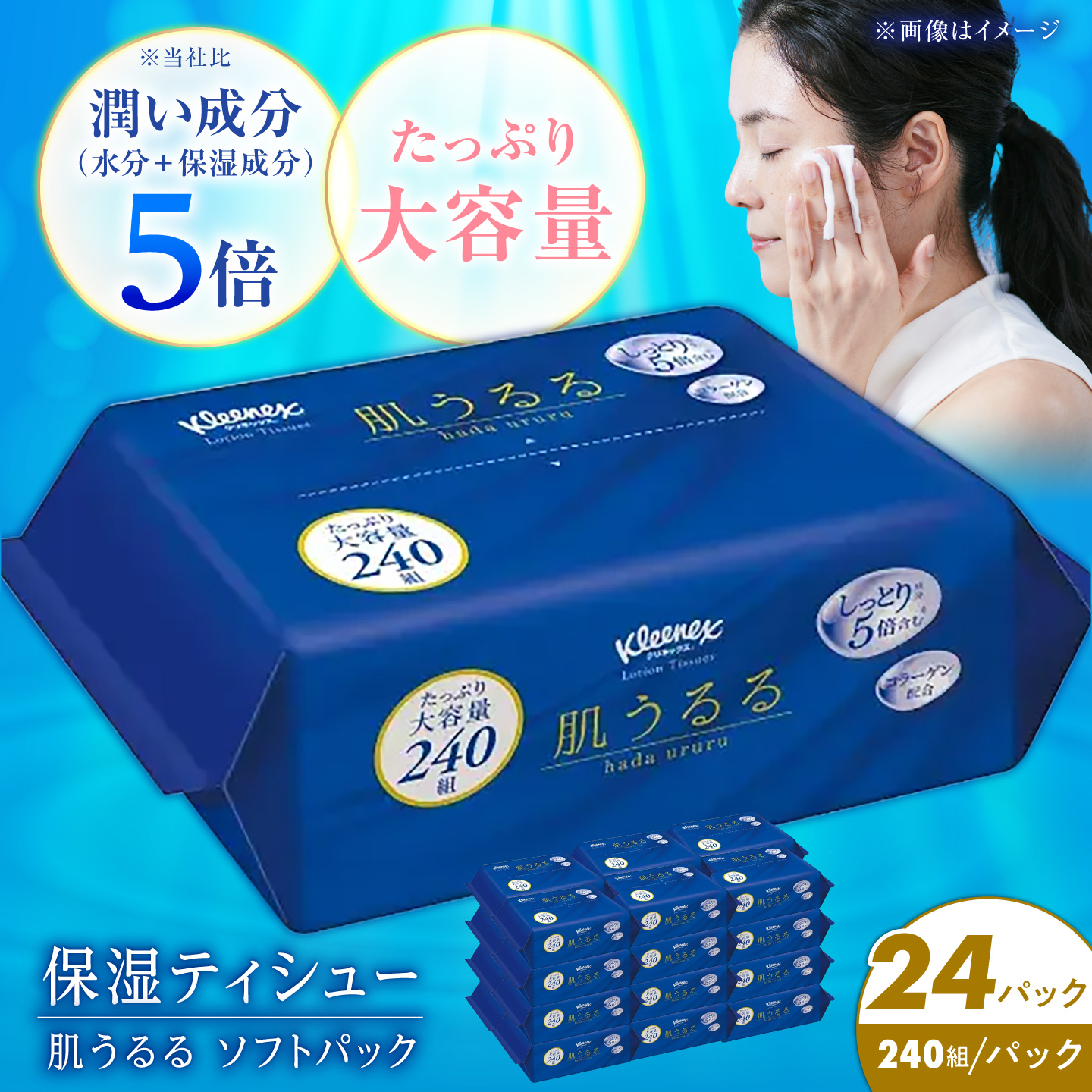 クレシア クリネックス ティッシュ 肌うるる ソフトパック 24パック(1パック 480枚(240組))