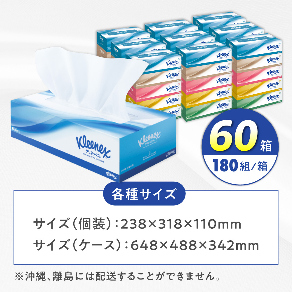 クレシア ボックスティッシュ 60箱 (1箱 360枚(180組))