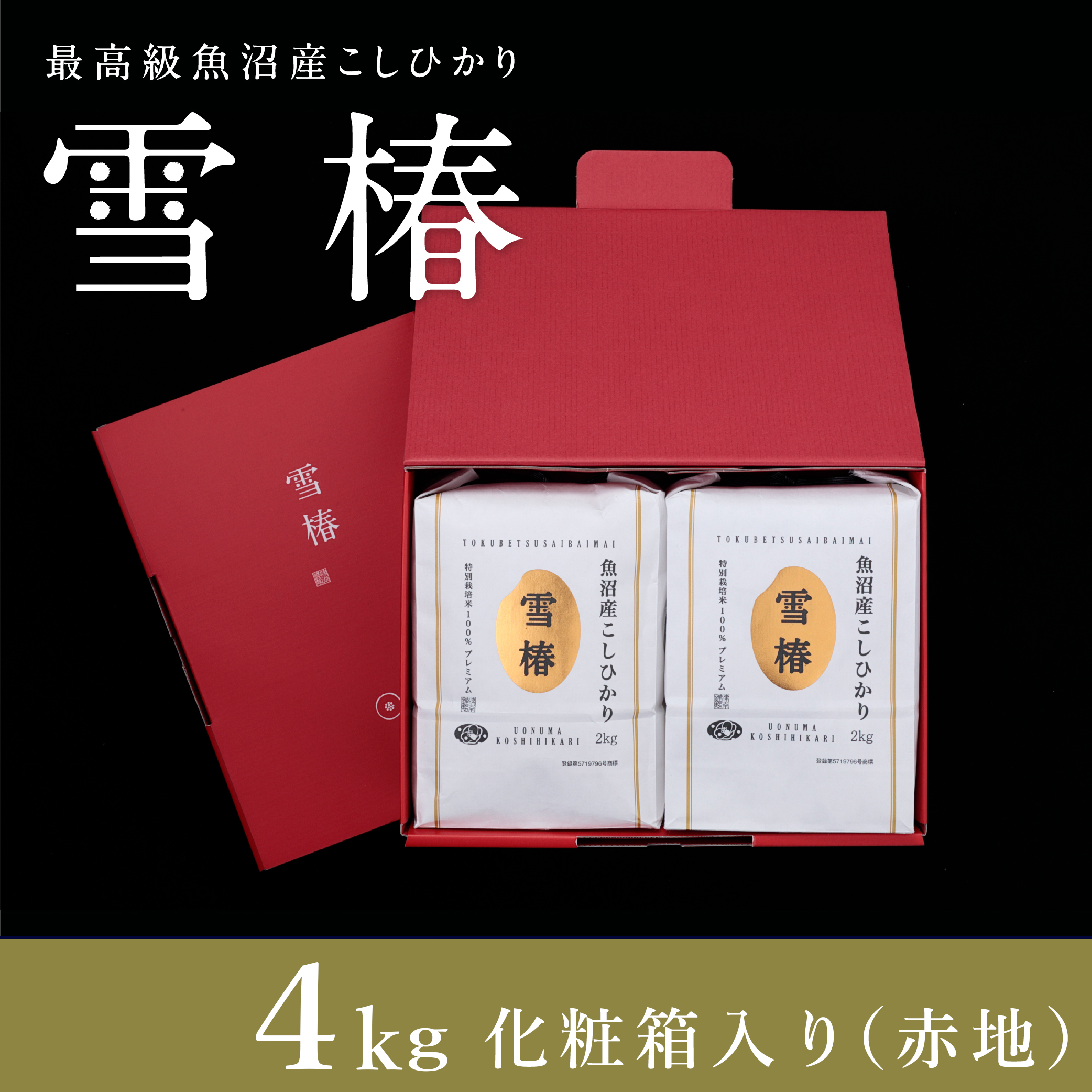 【化粧箱入り】【令和7年産】魚沼産コシヒカリ「雪椿」4kg (2kg×2袋) 特別栽培米 | 米 お米 新潟 魚沼 魚沼産こしひかり コメ おこめ 白米 精米 最高級 ギフト 新潟県 津南町 越後雪椿産業株式会社