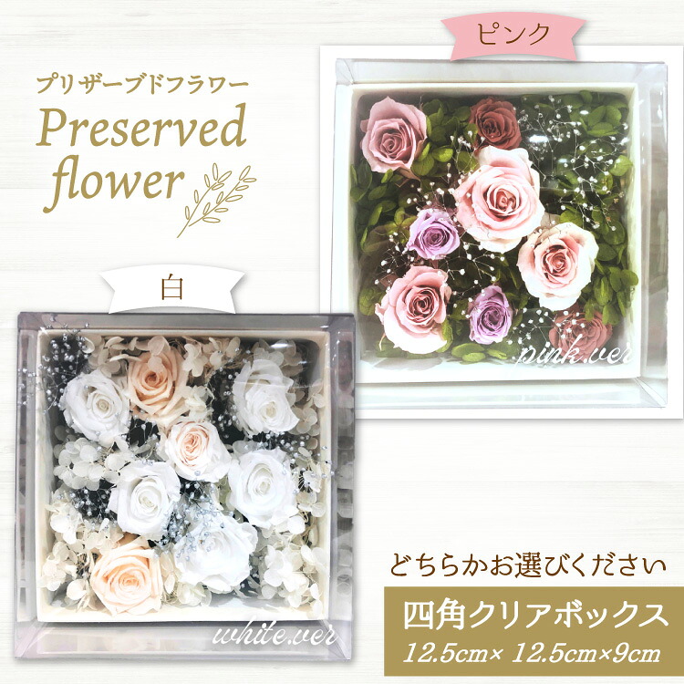 花 プリザーブドフラワー 四角クリアボックス [littleprincess 石川県 宝達志水町 38601236]  お花 プリザーブド フラワー ギフト インテリア 観賞用 小物 お花 花束 長期保存