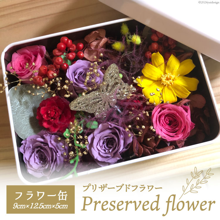 花 プリザーブドフラワー缶 9cm×12.5cm×5cm [littleprincess 石川県 宝達志水町 38600809]  手土産 インテリア 観賞用 小物 お花 花束 長持ち 仏花