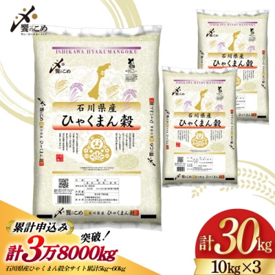 【期間限定発送】 米 令和7年 ひゃくまん穀 精米 10kg ×3袋 計 30kg [中橋商事 石川県 宝達志水町 38601203] お米 コメ 白米 ごはん 美味しい 石川