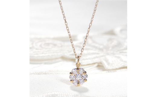 ネックレス K18YG イエローゴールド ダイヤモンド 0.3ct フラワー モチーフ ネックレス 小ぶり レディース 華奢 シンプル 上品 ダイヤモンド ダイヤ ペンダント【f024-k18yg】 [株式会社オーダーメイドジュエリーメイ 山梨県 韮崎市 20742952] アクセサリー ジュエリー アクセ