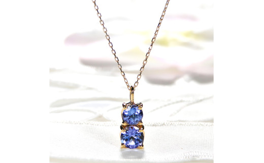 ネックレス K18YG イエローゴールド 大粒 タンザナイト 1.5ct ラウンド ダブルサークル ペンダント【f206-k18yg】 [株式会社オーダーメイドジュエリーメイ 山梨県 韮崎市 20743763] アクセサリー アクセ  ジュエリー レディース