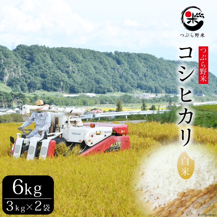 米 令和8年 つぶら野米 コシヒカリ 白米 3kg×2袋 計6kg [つぶら野米 山梨県 韮崎市 20743371] こめ コメ お米 精米 こしひかり