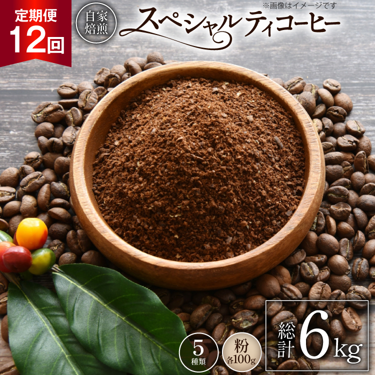 【年間定期便】 八ヶ岳珈琲 スペシャルティコーヒー 粉 100g 5種類 計500g 12ヶ月 [アフターゲームカフェ 山梨県 韮崎市 20745264] 珈琲 コーヒー コーヒー粉 珈琲豆 自家焙煎 焙煎 定期便 