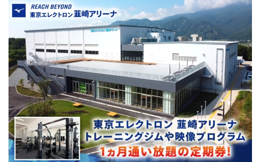 東京エレクトロン 韮崎アリーナ トレーニングジム＆映像レッスン1ヵ月定期券 1枚 [美津濃株式会社 山梨県 韮崎市 20745310] ジム 定期券 トレーニング 韮崎 スタジオ 利用券 スポーツジム チケット 体験